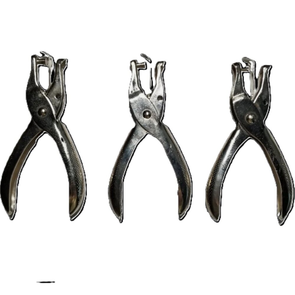 3 Metal Handheld Hole Punches Chrome 1/4 Inch DIY Craft Tools Leather Working